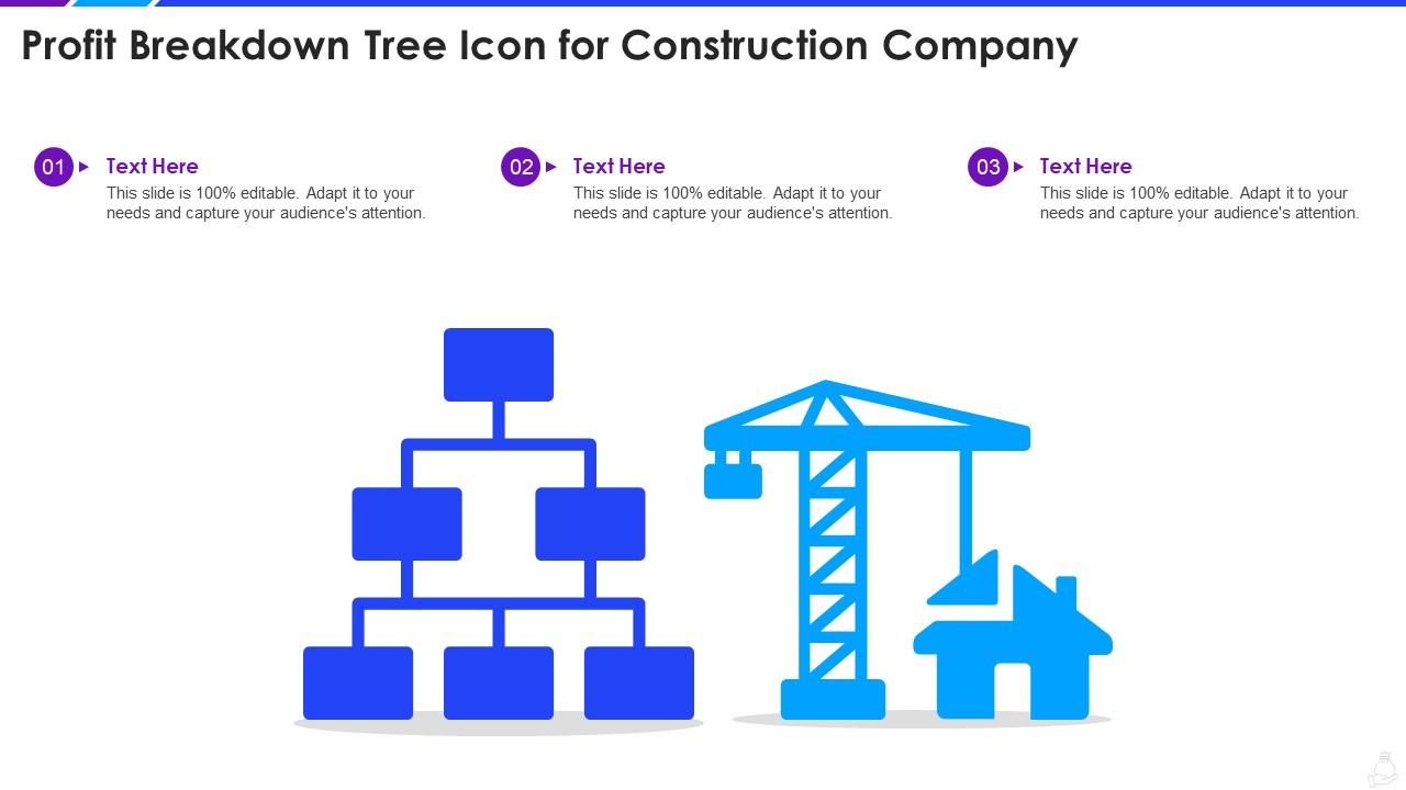 Profit breakdown tree icon for construction company Slide01