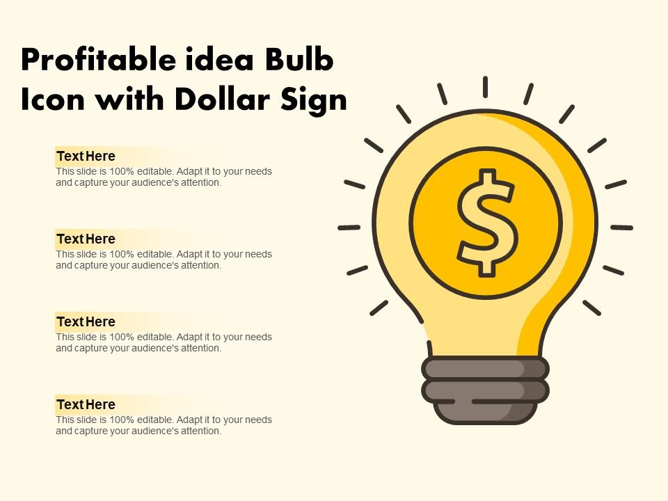 Profitable idea bulb icon with dollar sign Slide01