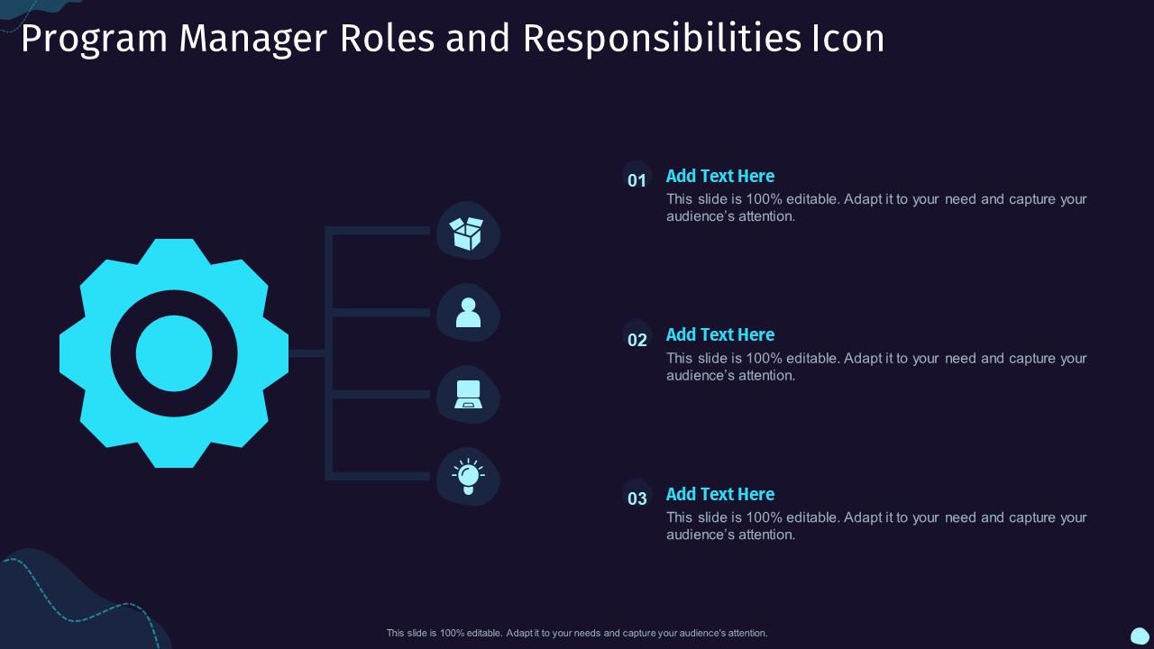 Program Manager Roles And Responsibilities Icon Slide01