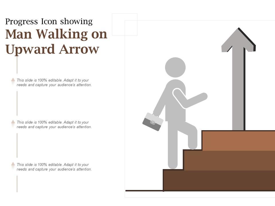 Progress icon showing man walking on upward arrow Slide01