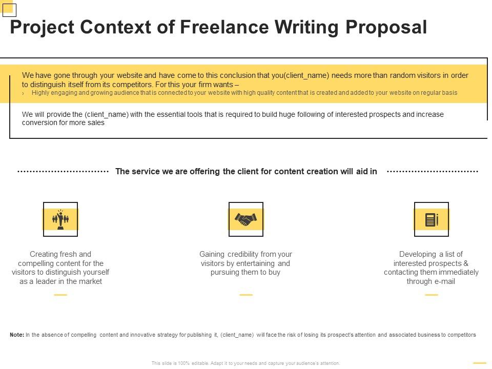 Project context of freelance writing proposal ppt powerpoint presentation icon example Slide01
