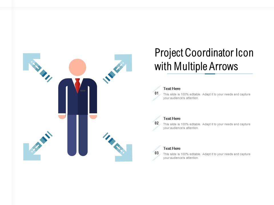 Project coordinator icon with multiple arrows Slide01