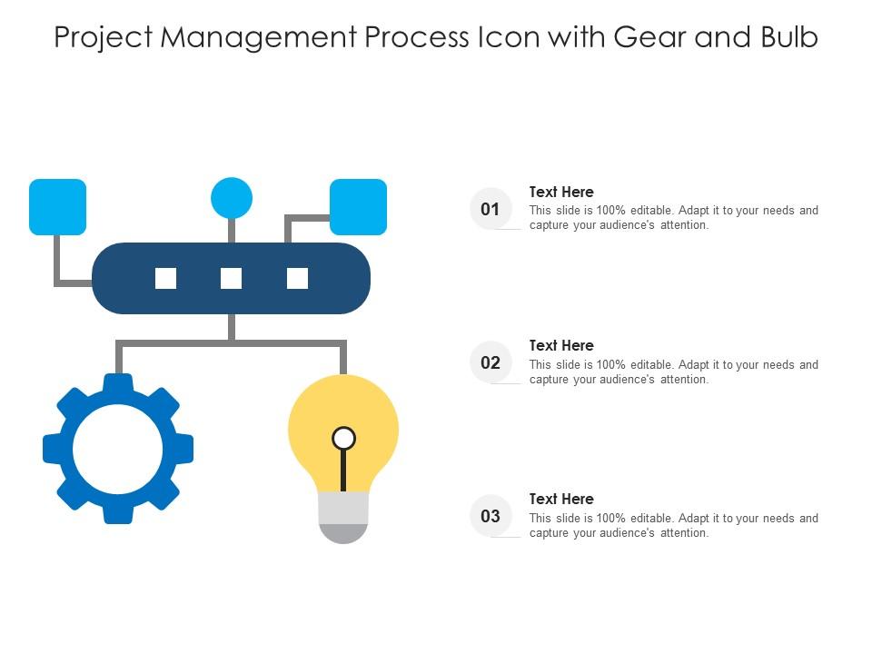 Project management process icon with gear and bulb Slide01