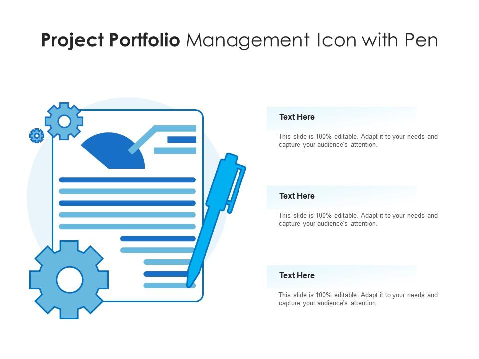 Project portfolio management icon with pen Slide01