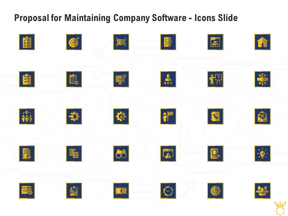 Proposal for maintaining company software icons slide ppt powerpoint example Slide01