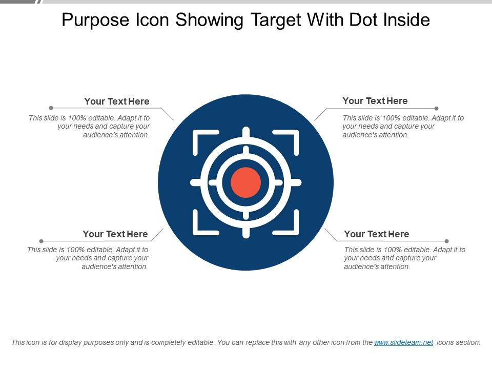 Purpose icon showing target with dot inside Slide01