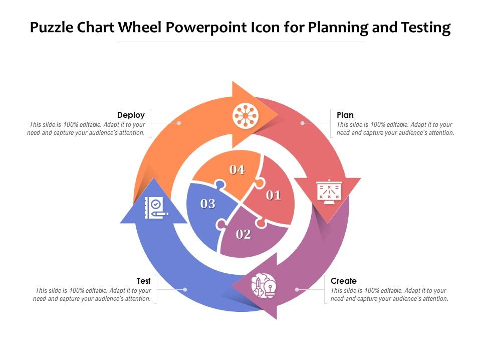 Puzzle chart wheel powerpoint icon for planning and testing Slide01
