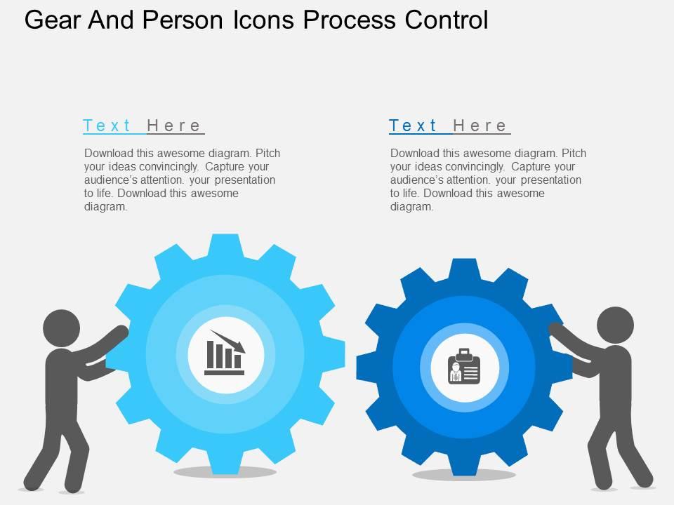 Pw gear and person icons process control flat powerpoint design Slide01