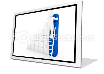 Cube ladder blue powerpoint icon f Slide01
