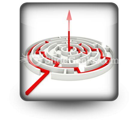 Red path across round labyrinth powerpoint icon s Slide01