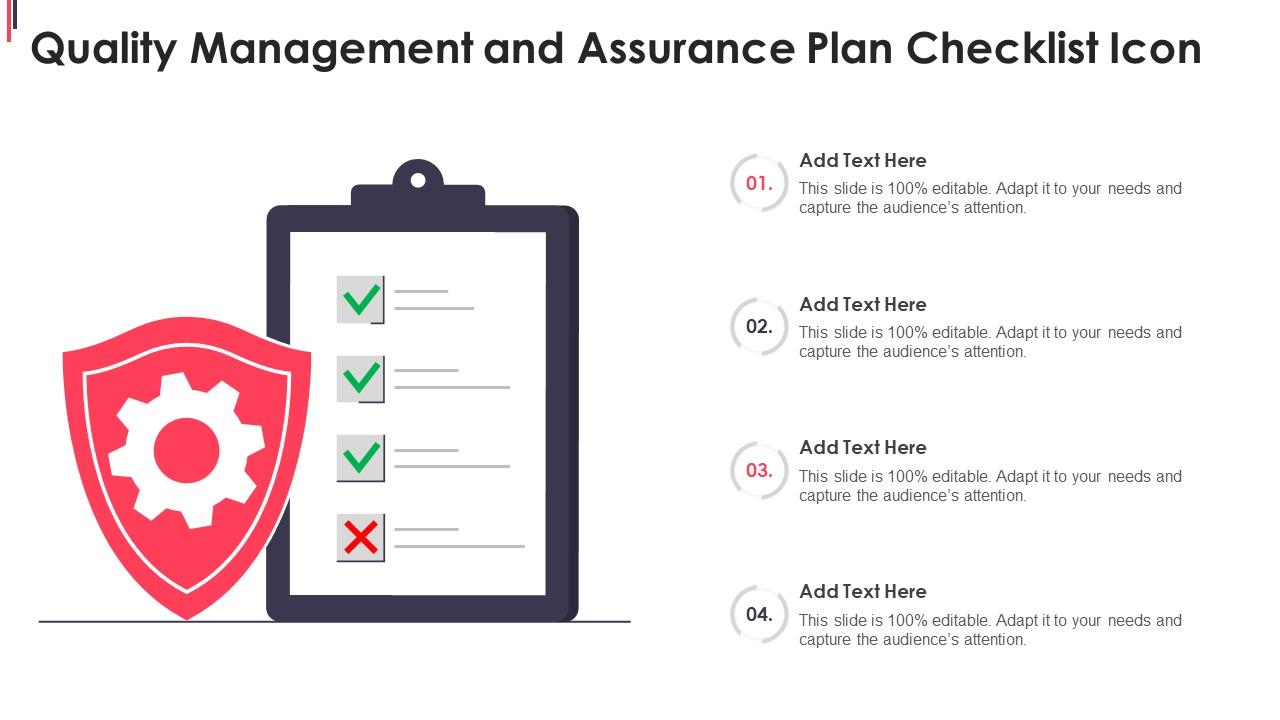 Quality Management And Assurance Plan Checklist Icon Slide01