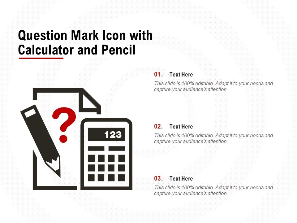 Question mark icon with calculator and pencil Slide01