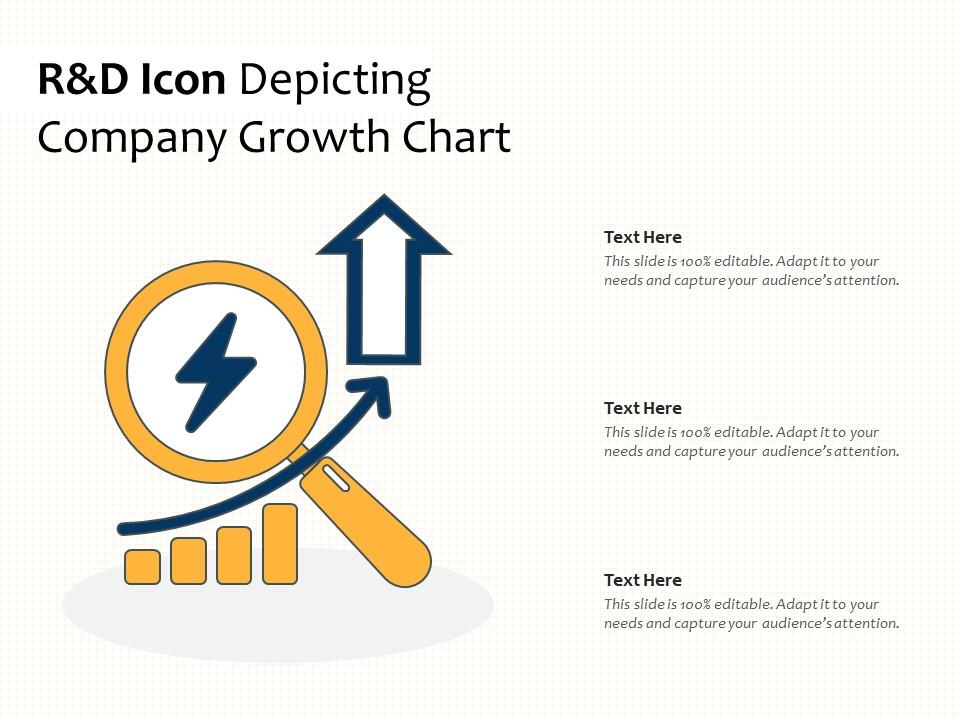 R and d icon depicting company growth chart Slide01