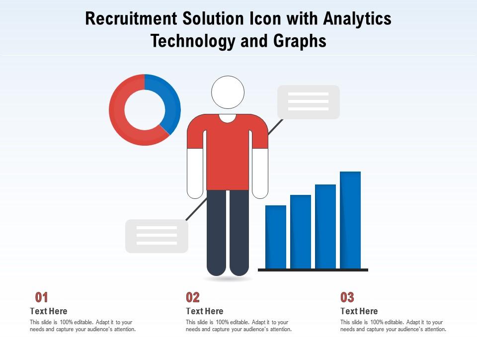 Recruitment solution icon with analytics technology and graphs Slide01