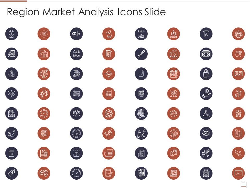 Region market analysis icons slide ppt summary Slide01