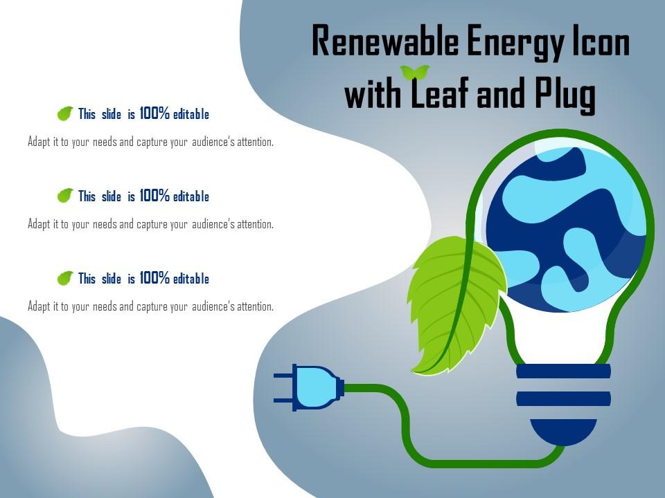 Renewable energy icon with leaf and plug Slide01
