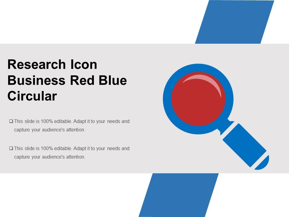 Research icon business red blue circular Slide01