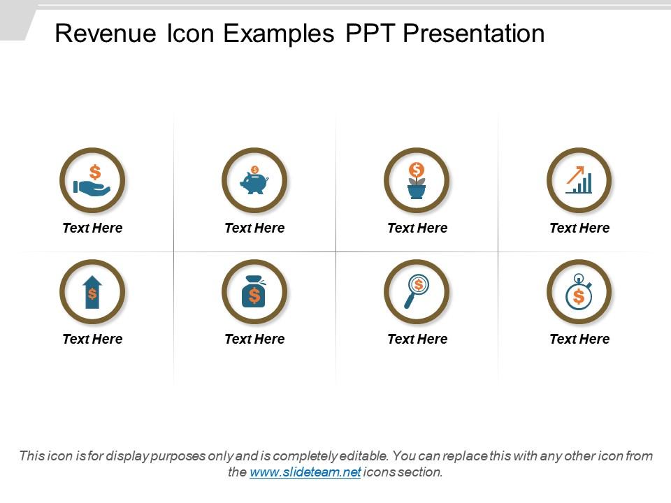 Revenue icon examples ppt presentation Slide01