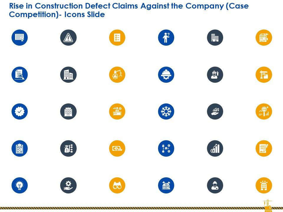Rise construction defect claims against company case competition icons slide ppt show slide Slide01