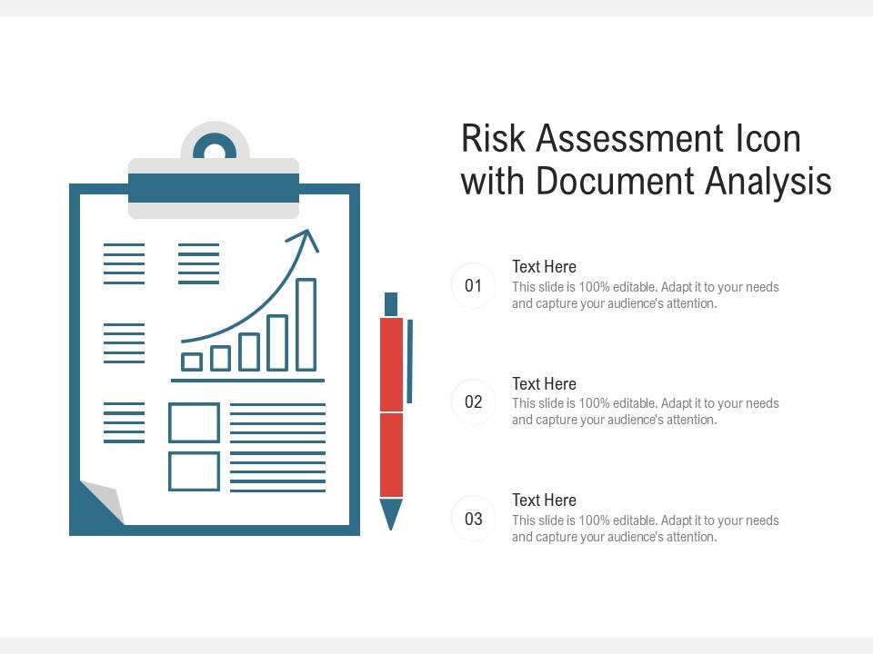 Risk assessment icon with document analysis Slide01