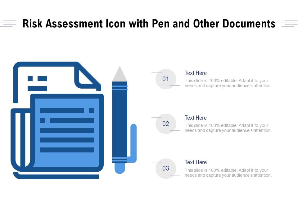 Risk assessment icon with pen and other documents Slide01