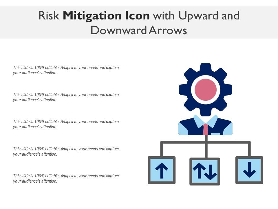 Risk mitigation icon with upward and downward arrows Slide01