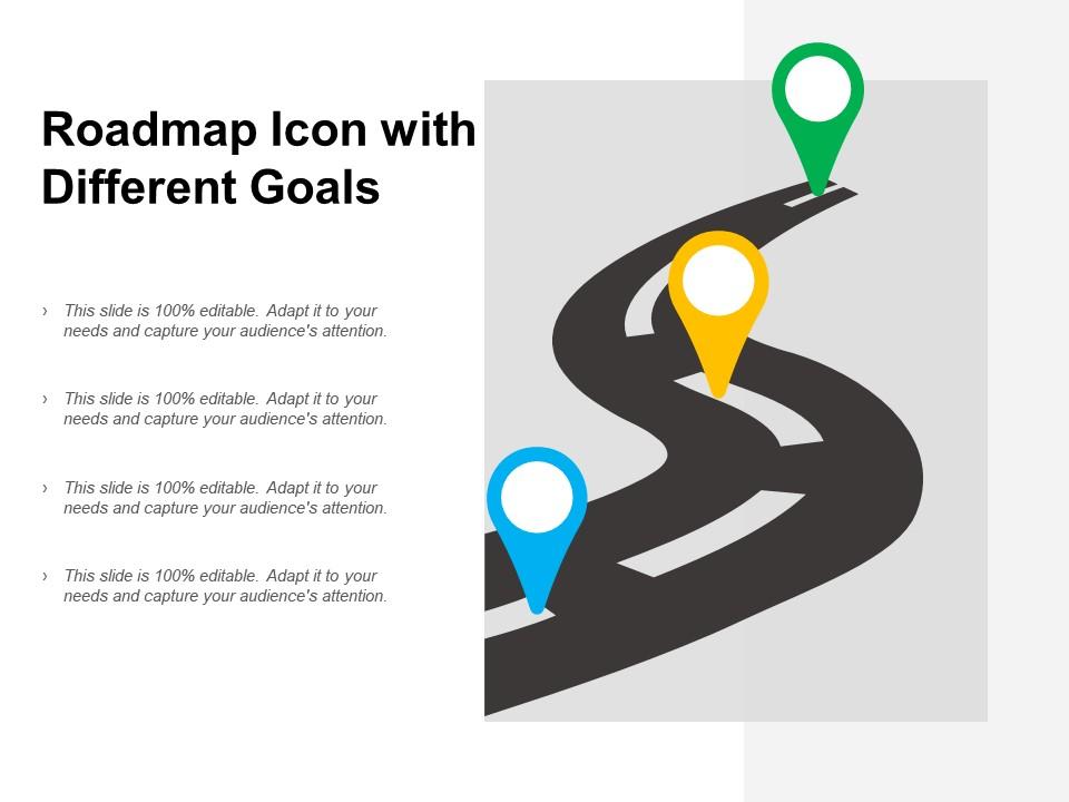 Roadmap icon with different goals Slide01