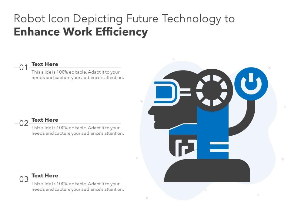 Robot icon depicting future technology to enhance work efficiency Slide01