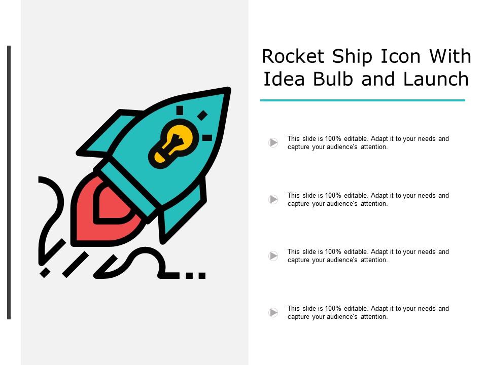 Rocket ship icon with idea bulb and launch Slide01