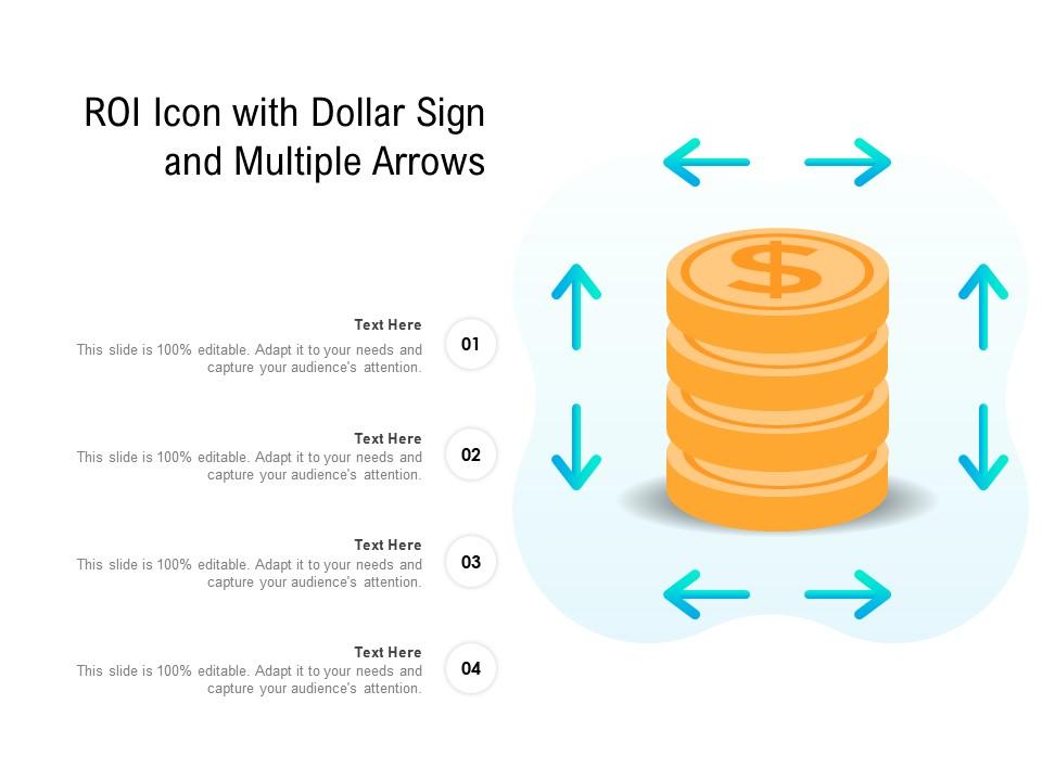 Roi icon with dollar sign and multiple arrows Slide01