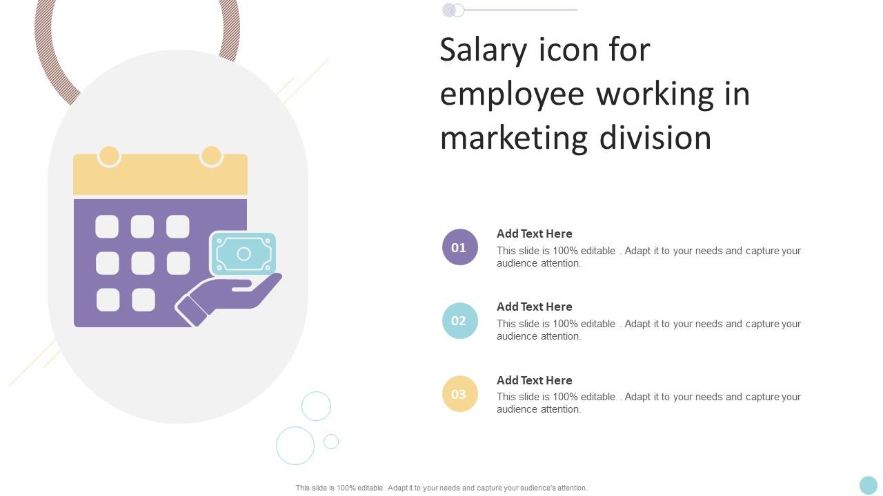 Salary Icon For Employee Working In Marketing Division Slide01