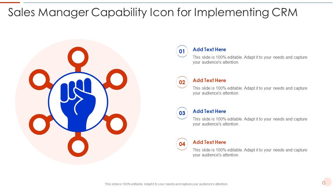 Sales Manager Capability Icon For Implementing CRM Slide01