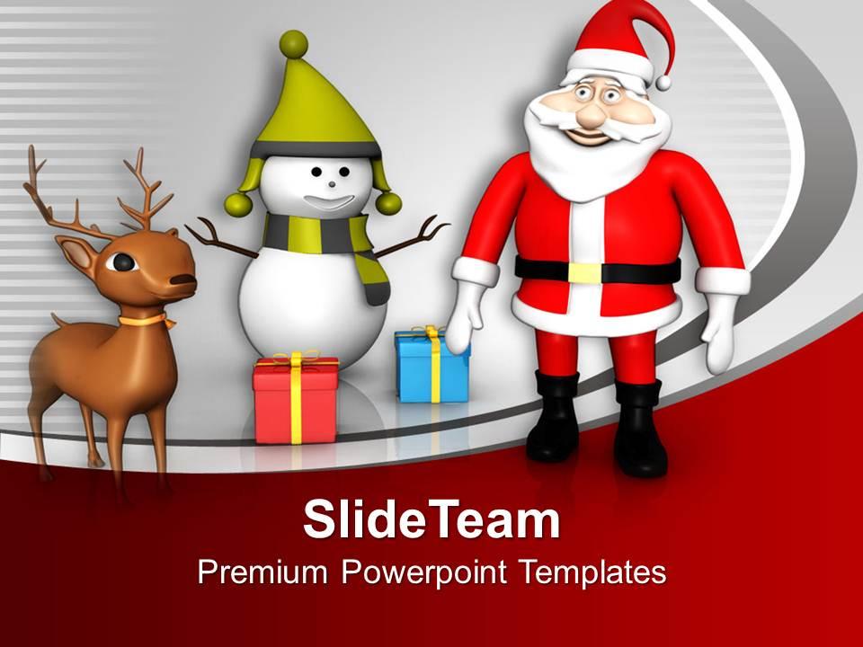 Santa claus with gifts christmas theme powerpoint templates ppt themes and graphics Slide01