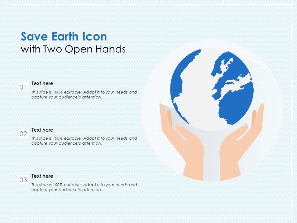 Save earth icon with two open hands Slide01