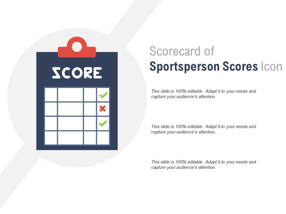 Scorecard of sportsperson scores icon Slide01