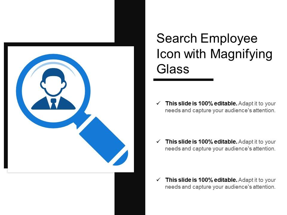 Search employee icon with magnifying glass Slide01