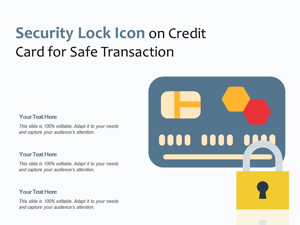 Security lock icon on credit card for safe transaction Slide01