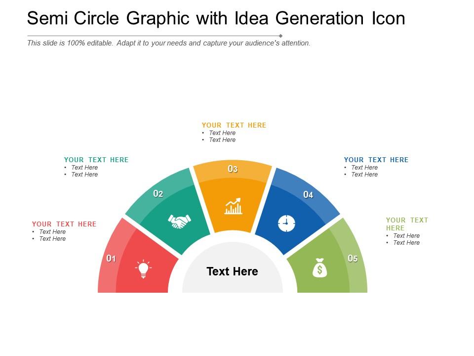 Semi circle graphic with idea generation icon Slide01