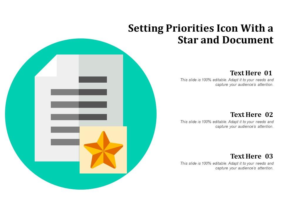Setting priorities icon with a star and document Slide01