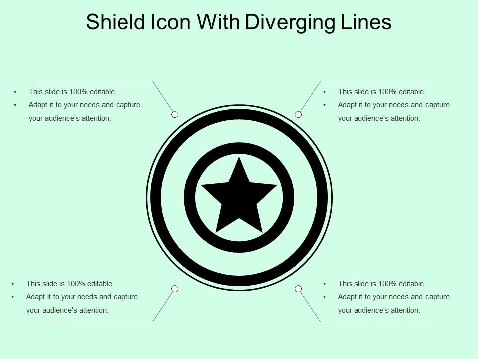 Shield icon with diverging lines Slide01