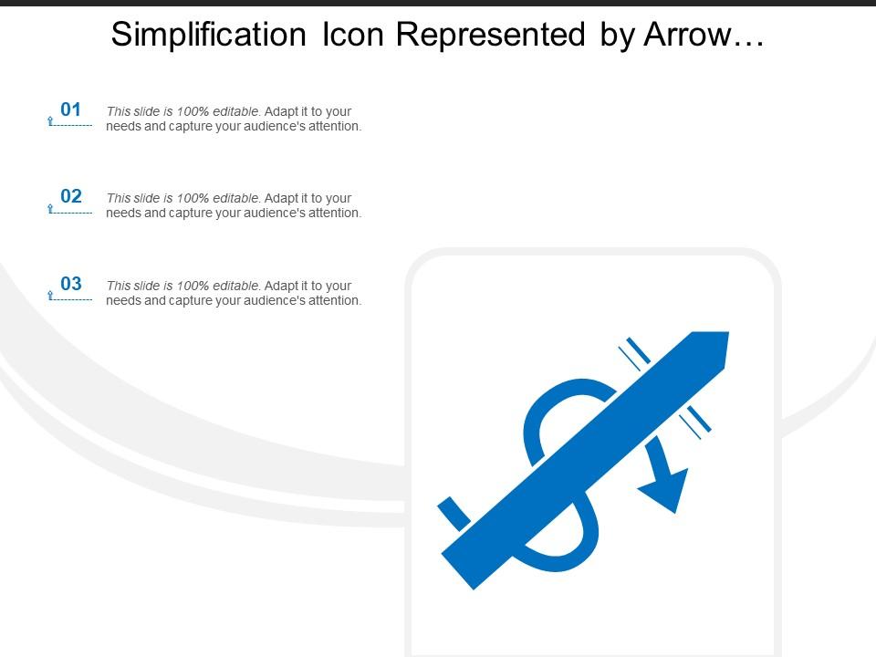 Simplification icon represented by arrow crossing moving arrow sign Slide01