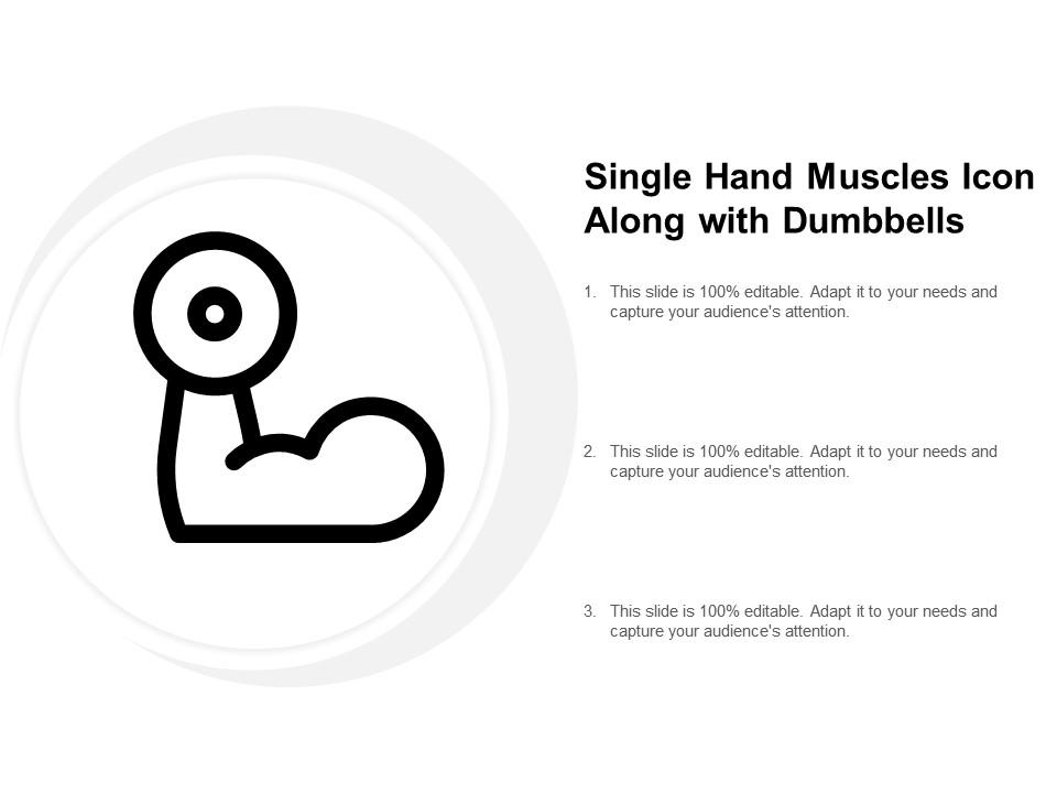 Single hand muscles icon along with dumbbells Slide01