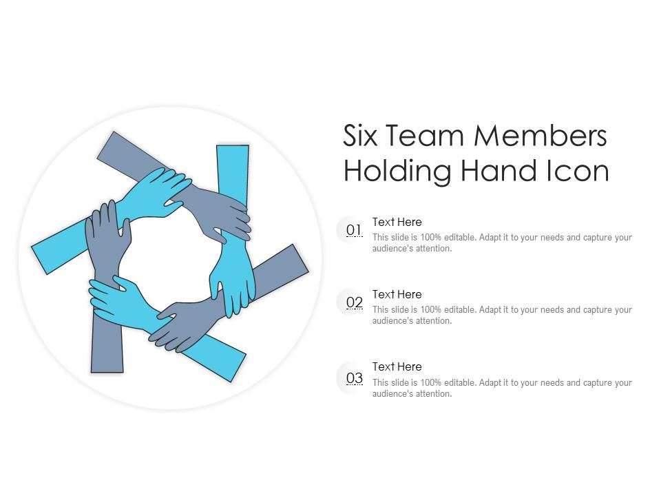 Six team members holding hand icon Slide01