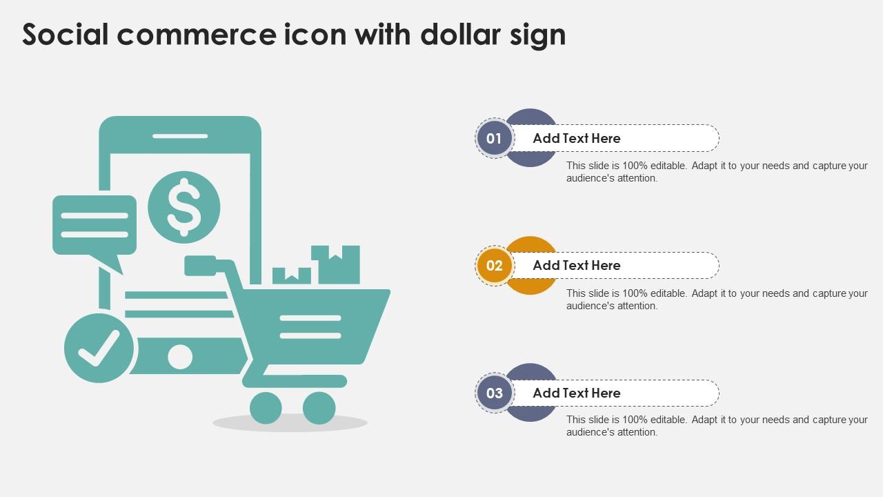 Social Commerce Icon With Dollar Sign Ppt Template