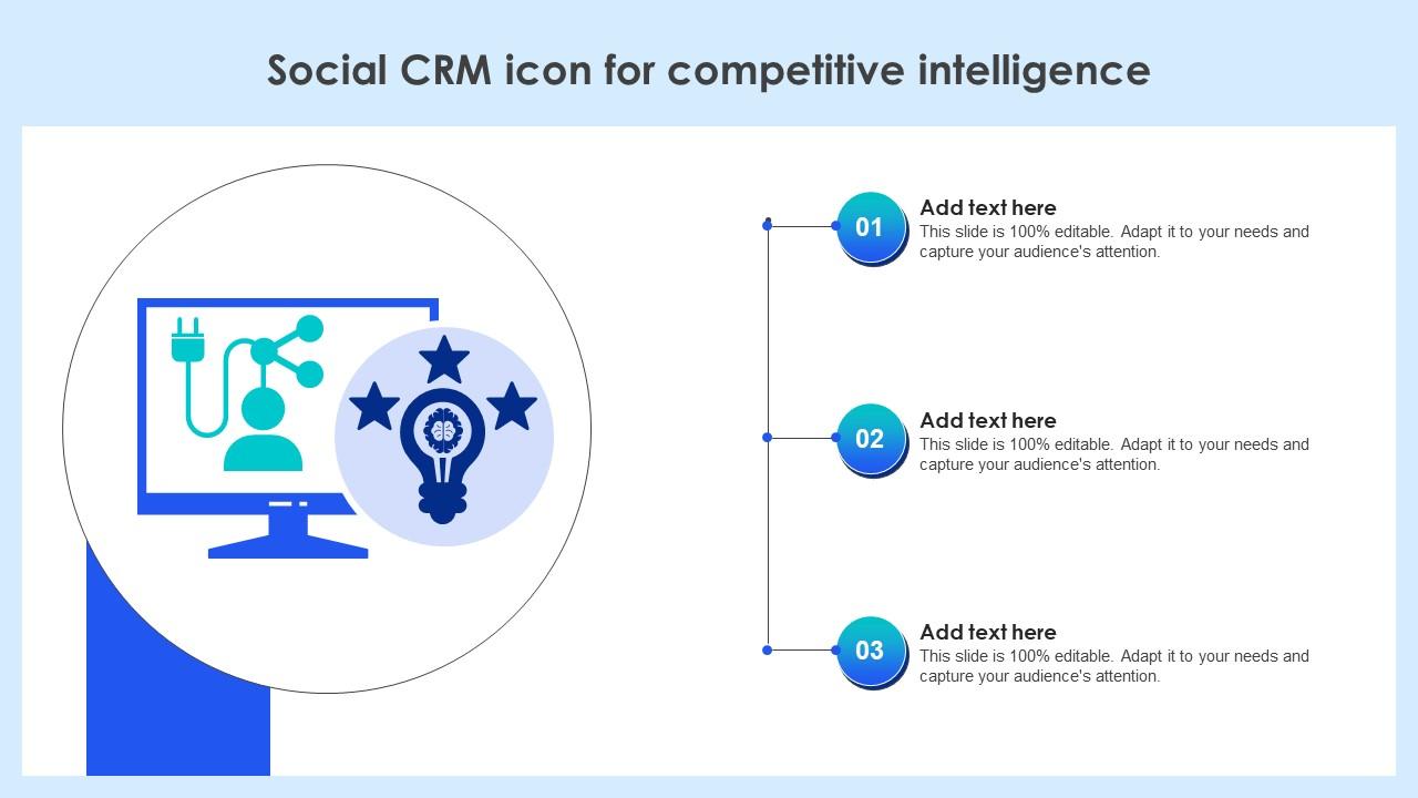 Social CRM Icon For Competitive Intelligence Ppt Slide