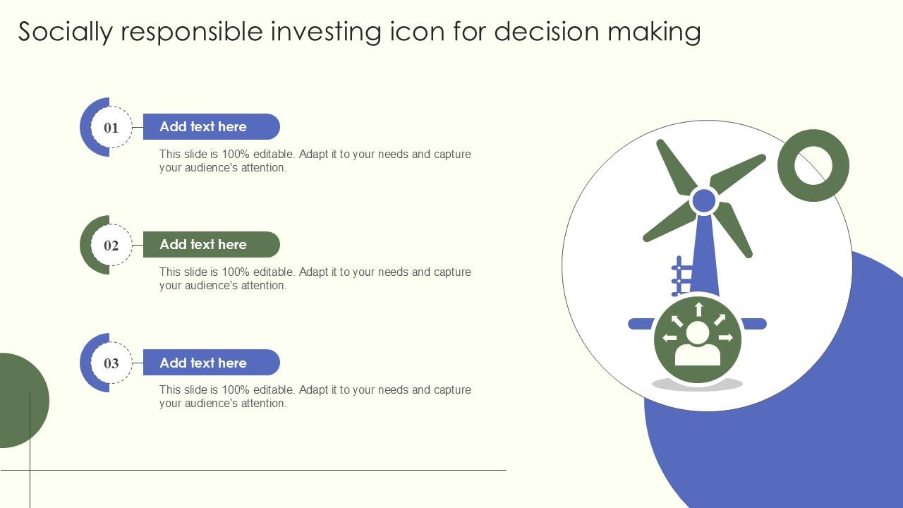 Socially Responsible Investing Icon For Decision Making Ppt Example