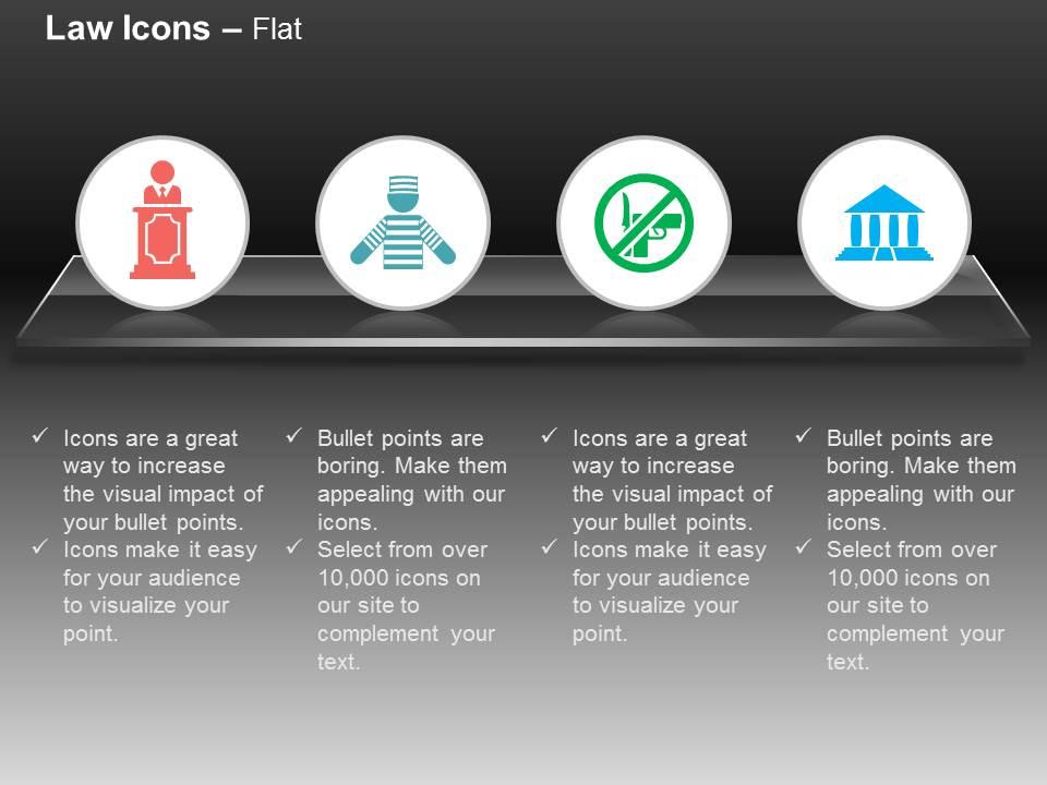 Speech desk prisoner no arms court ppt icons graphics Slide01