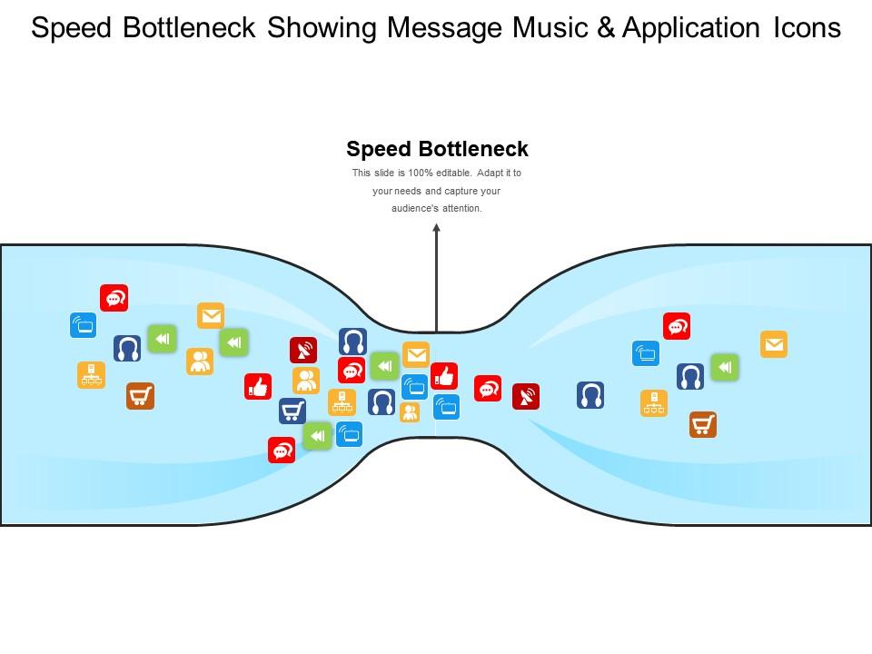 Speed bottleneck showing message music and application icons Slide01