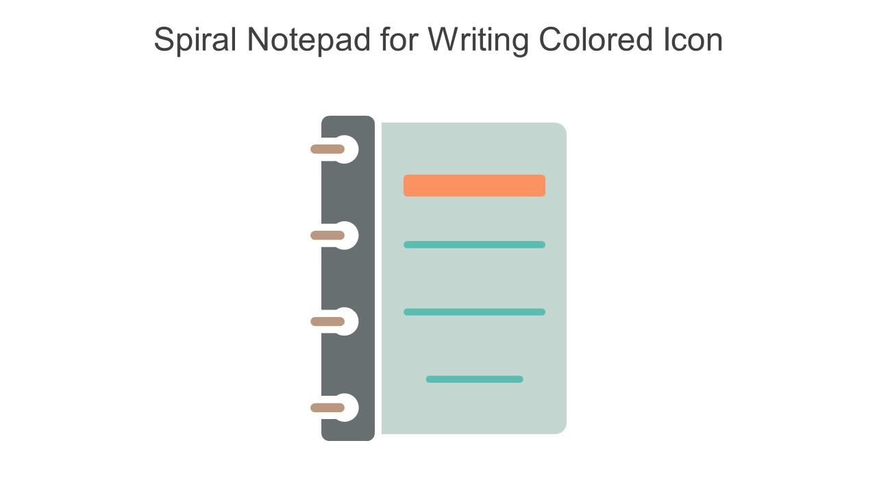 Spiral Notepad For Writing Colored Icon In Powerpoint Pptx Png And Editable Eps Format Slide01