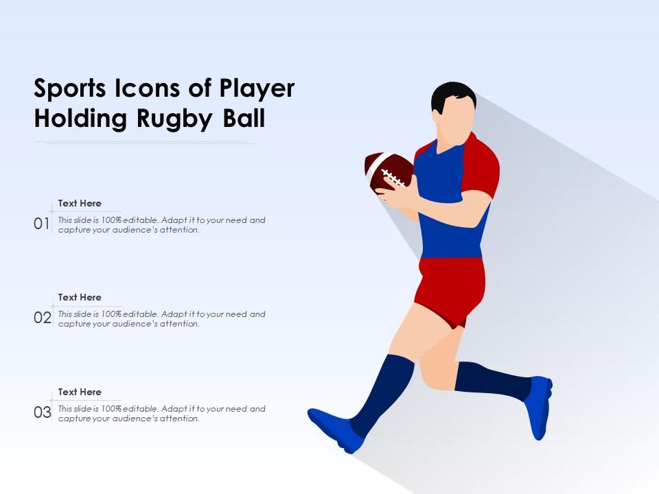 Sports icons of player holding rugby ball Slide01